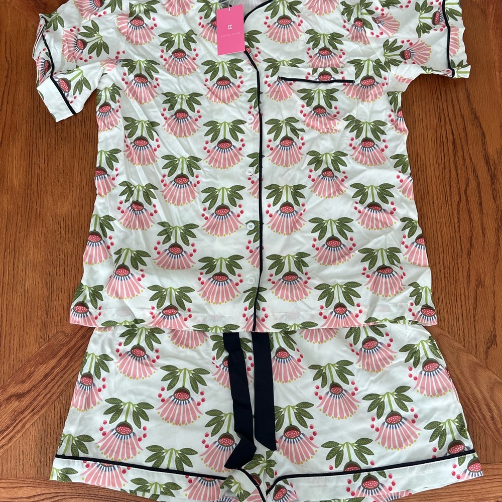 Katie Kime Floral Pajama Set - Green and Pink